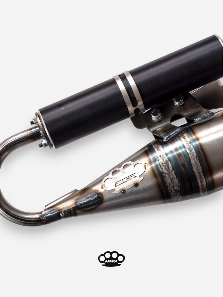 Marmitta DBR Minarelli Verticale Intermedio - MBK Booster Spirit, Next Generation e Stunt - Yamaha Zuma e Slider - DBR Factory