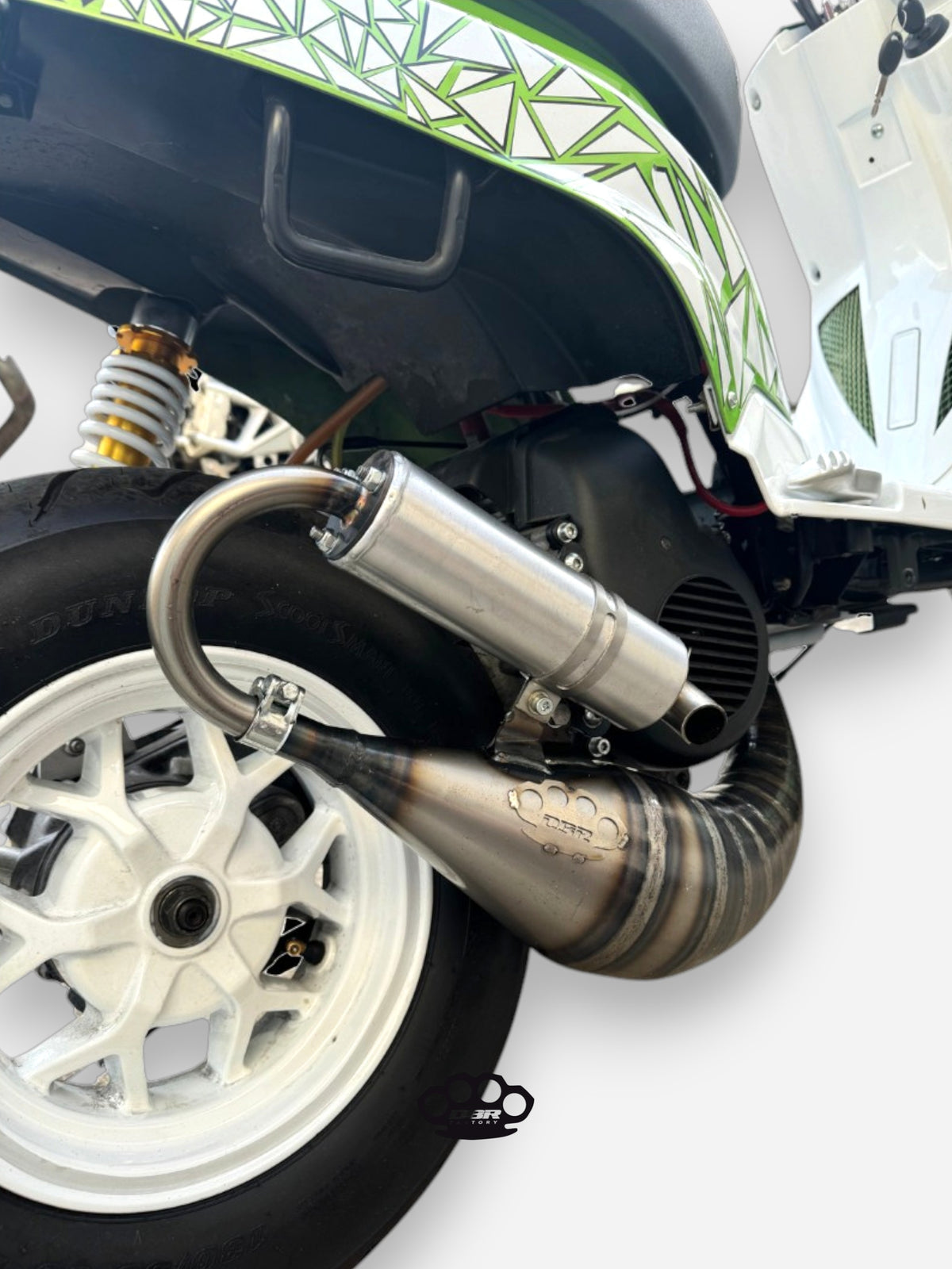 DBR Minarelli Vertical Trophy Exhaust - MBK Booster Spirit, Next Generation and Stunt - Yamaha Zuma and Slider
